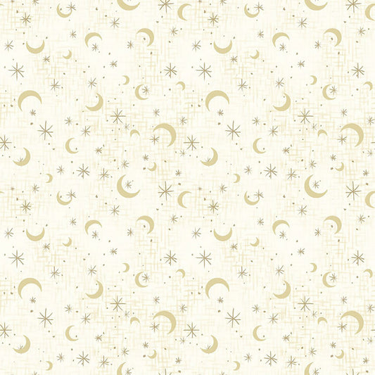 Midnight Rendezvous Full & Crescent Moons w/ Stars Dark Purple Raquel Maciel  Blank Quilting Cotton Fabric