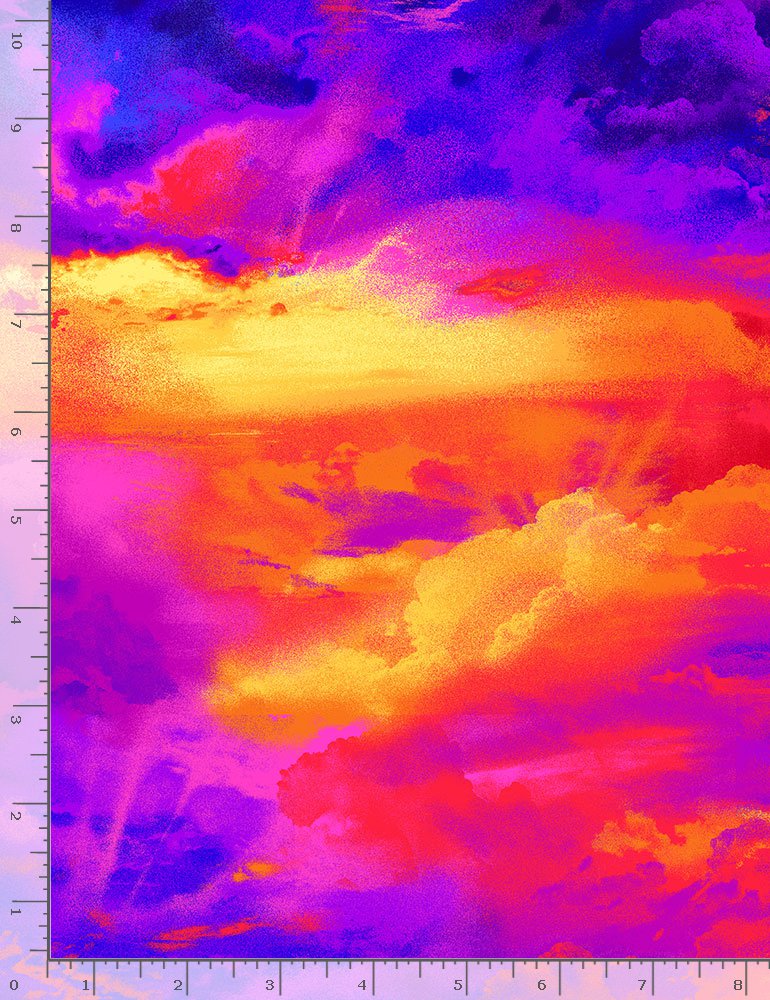 Midnight Run Large Sunset Sky Chong-A-Hwang Timeless Treasures Cotton Fabric