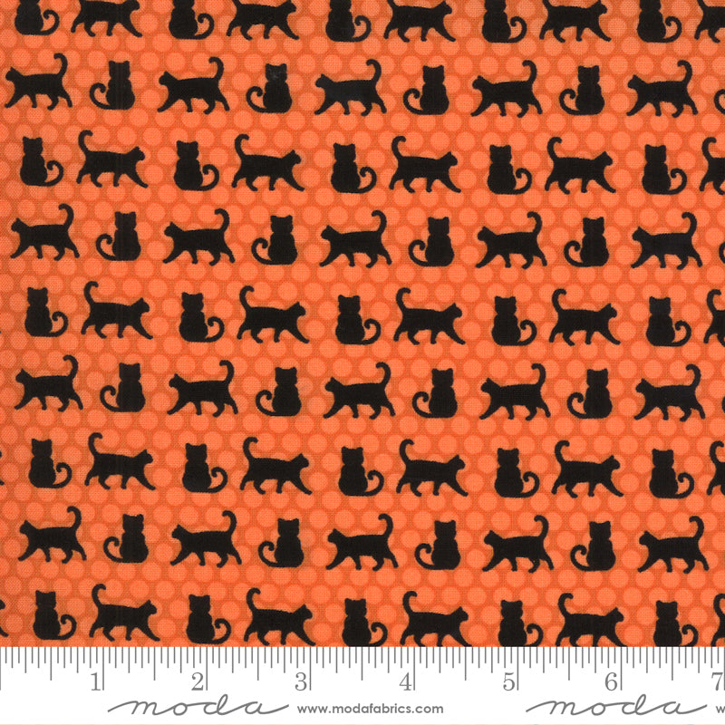 Midnight Magic 2 Black Cat Pumpkin Orange April Rosenthal Moda Cotton Fabric