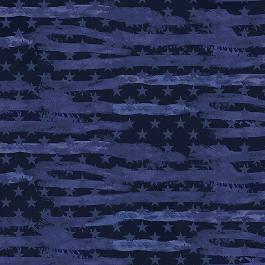 Navy Armed Forces Military Camo USA Flag Navy Blue Sykel Cotton Fabric SYK-1341-NAVY