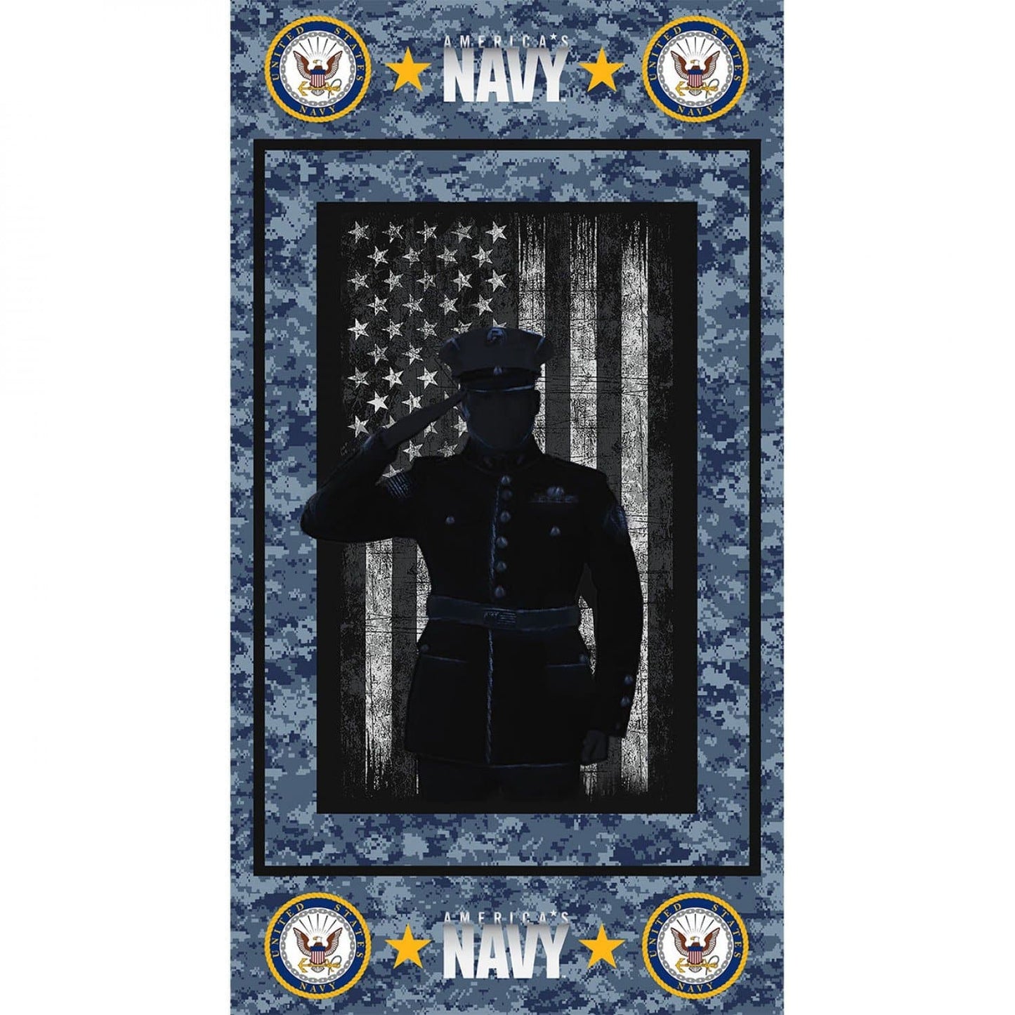 Navy Service US Military 24" Panel Print Concepts Cotton Fabric 1195-N