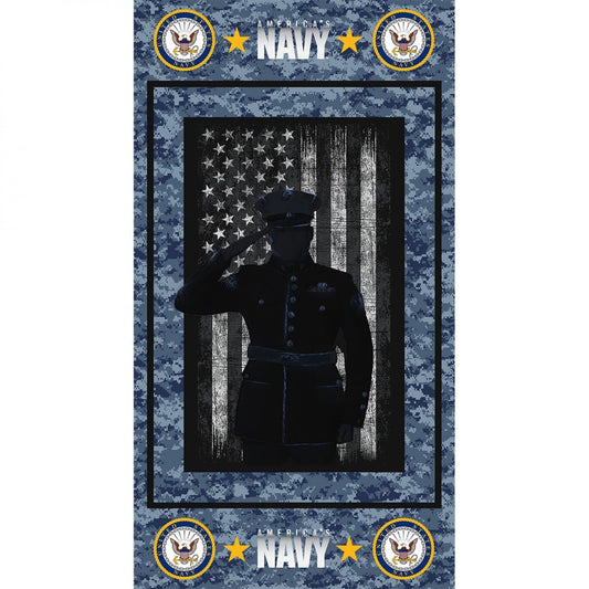Navy Service US Military 24" Panel Print Concepts Cotton Fabric 1195-N