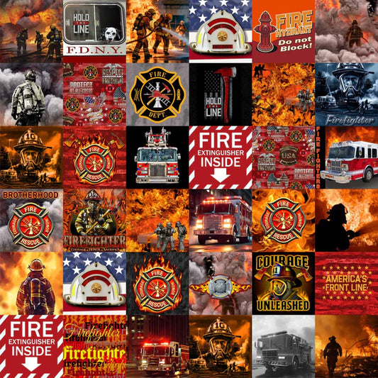 Military Firefighter Cheater Quilt Allover 60" Sykel Enterprises Cotton Fabric SYK-1363-FF