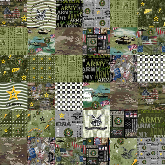 Military Army Cheater Quilt Allover 60" Sykel Enterprises Cotton Fabric SYK-1363-A