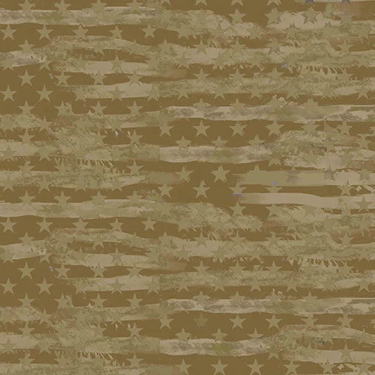 Khaki Armed Forces Military Camo USA Flag Khaki Sykel Enterprises Cotton Fabric SYK-1341-KHAKI