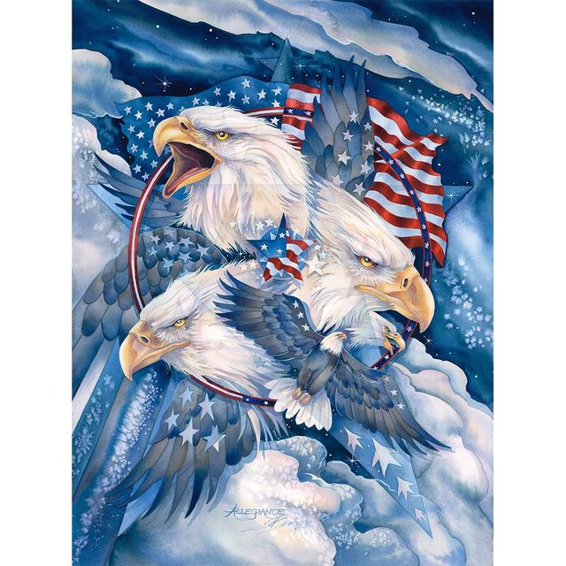 Military Eagle Tribute US Flag Allegiance Panel 36" Print Concepts Cotton Fabric