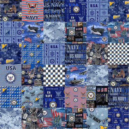 Military Navy Cheater Quilt Allover 60" Sykel Enterprises Cotton Fabric SYK-1363-N