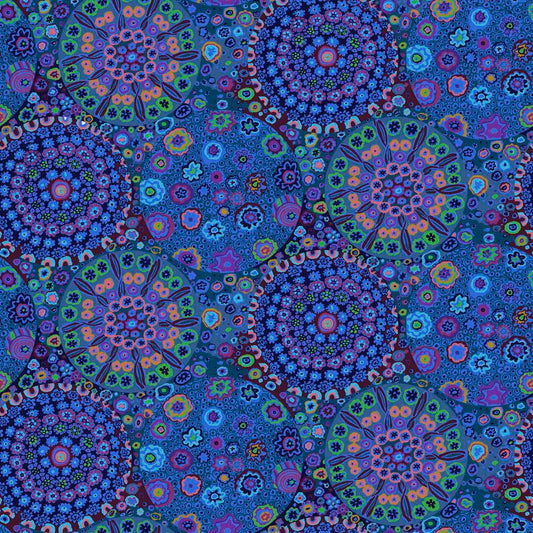 Millefiore Blue 108" wideback Kaffe Quilt Backs Kaffe Fassett Collective Free Spirit Cotton Fabric FS-QBGP006.BLUE