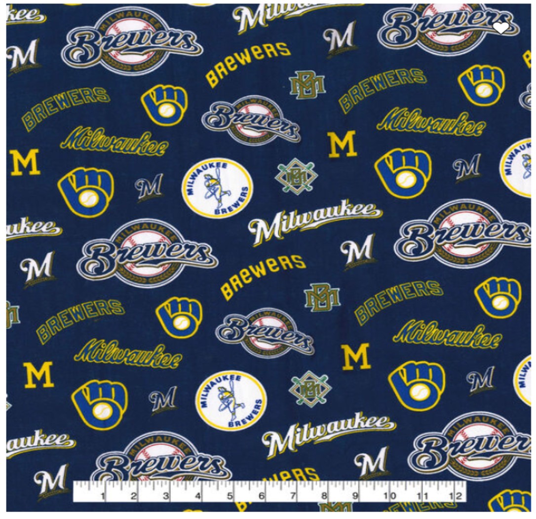 Milwaukee Brewers MLB Baseball Cooperstown Fabric Traditions Cotton Fabric MLB-60028B | US Fabric Shop