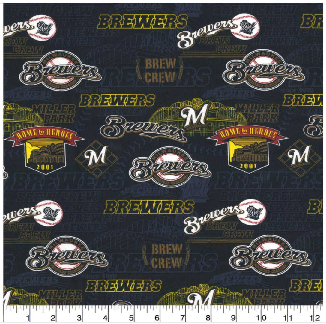 Milwaukee Brewers MLB Baseball Stadium Fabric Traditions Cotton Fabric MLB-60253B