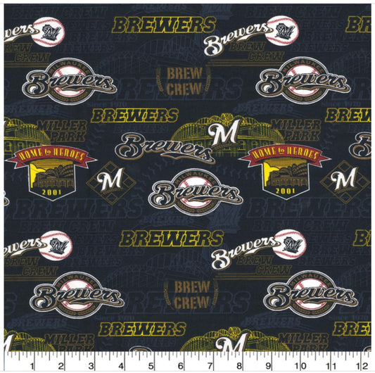 Milwaukee Brewers MLB Baseball Stadium Fabric Traditions Cotton Fabric MLB-60253B