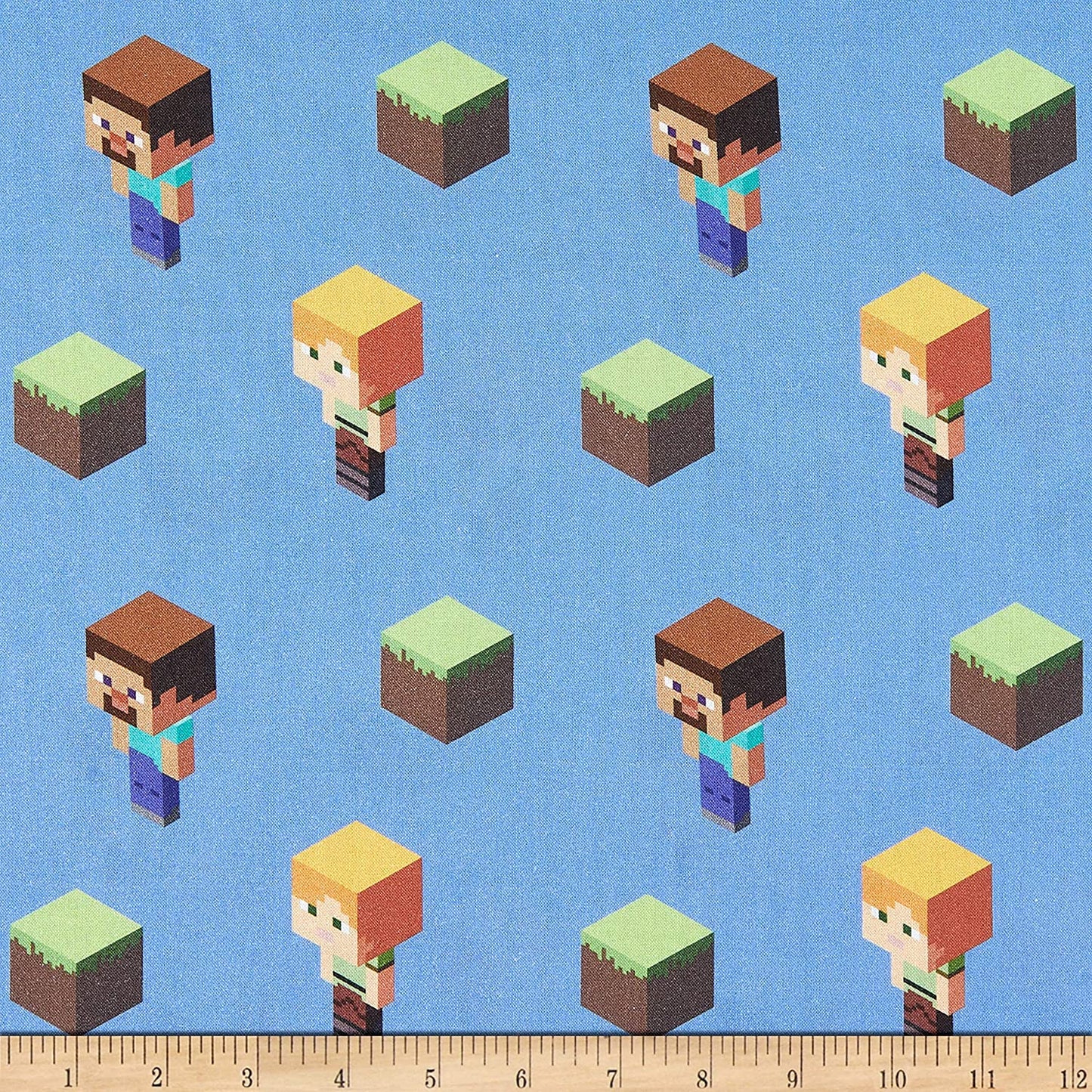 Minecraft Mojang Alex and Steve Toss Blue Springs Creative Cotton Fabric