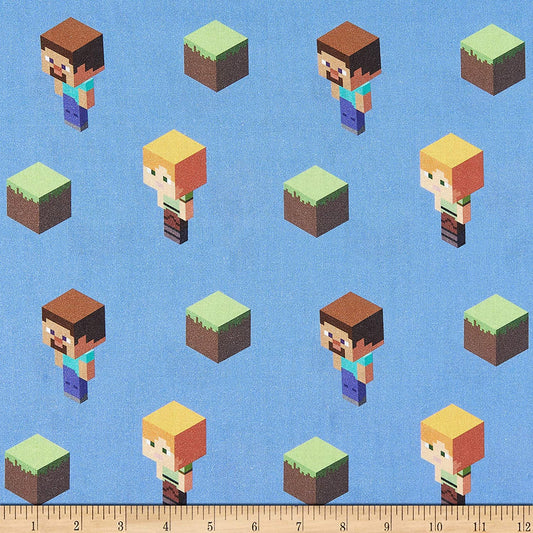 Minecraft Mojang Alex and Steve Toss Blue Springs Creative Cotton Fabric