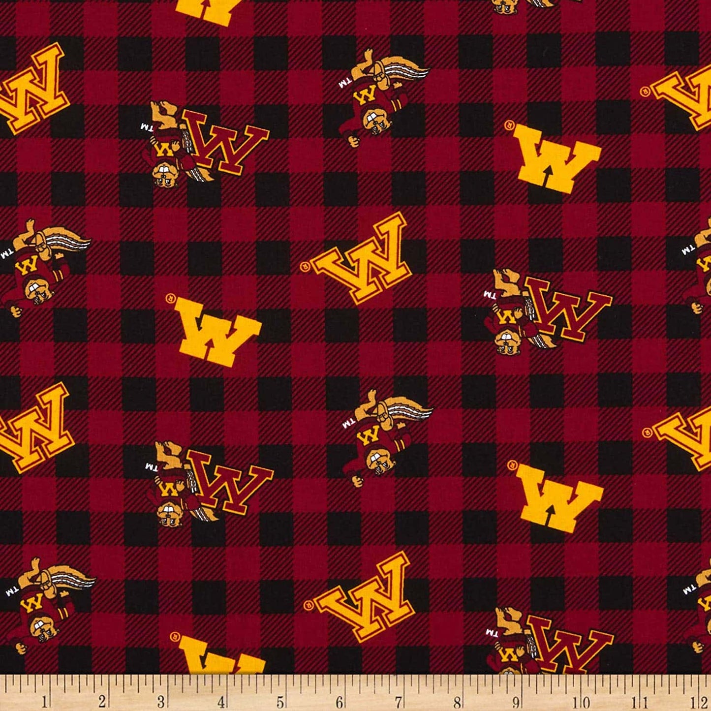 Minnesota Gophers NCAA College Buffalo Plaid Sykel Cotton Fabric MINN-1207