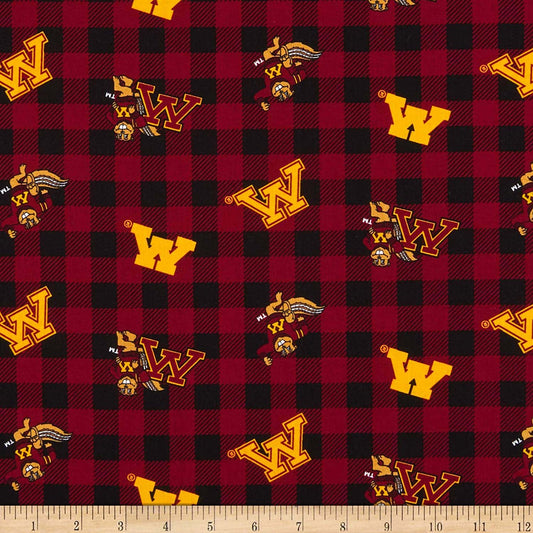 Minnesota Gophers NCAA College Buffalo Plaid Sykel Cotton Fabric MINN-1207