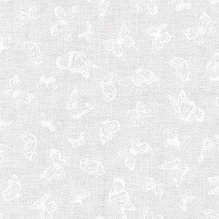 Mini Madness Butterflies White White Studio RK Robert Kaufman Cotton Fabric RK-SRK-20796-1