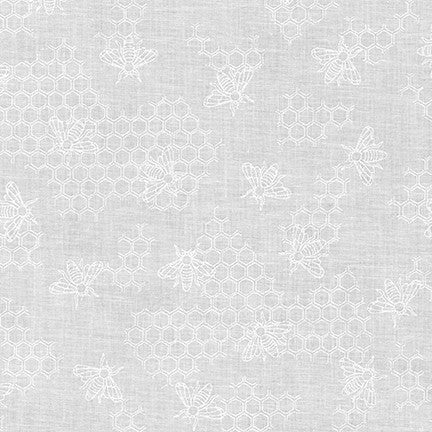 Mini Madness Honeycomb Bees White White Studio RK Robert Kaufman Cotton Fabric RK-SRK-19689-1