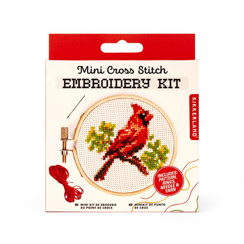 Mini Cross Stitch Cardinal Embroidery Kit Kikkerland GG276