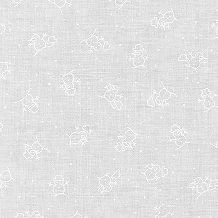 Mini Madness Snowman White White Studio RK Robert Kaufman Cotton Fabric RK-SRK-19699-1