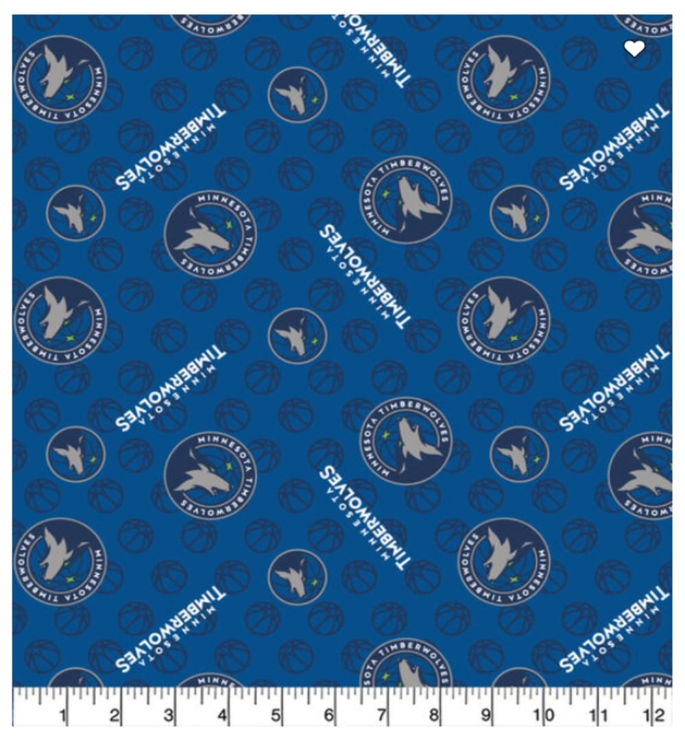 Minnesota Timberwolves NBA Basketball Blue Logo Allover Camelot Cotton Fabric CF-83MIN0002-01