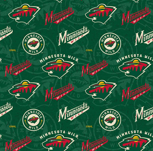 Minnesota Wild NHL Hockey Tone on Tone Design Cotton Fabric NHL 1199-WLD