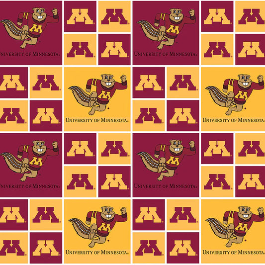Minnesota Gophers NCAA College Geometric Sykel Cotton Fabric SYK-MIN-06