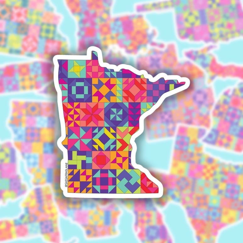 Minnesota Quilt MN State Sticker Sassafras Lane Designs SLD-SADSASSSTICK-MN | US Fabric Shop