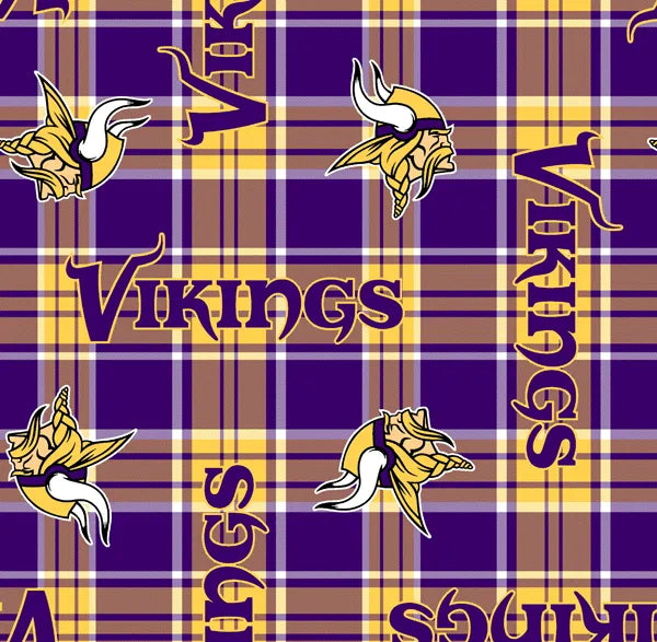 Minnesota Vikings NFL Football Plaid Fabric Traditions Polyester Fleece Fabric NFL-6437-D
