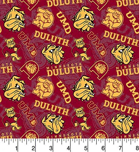 Minnesota Duluth Bulldogs NCAA College Bama Tone on Tone  Sykel Cotton Fabric UMD-1178