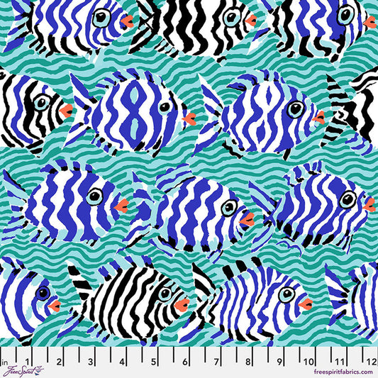 Minnows Aqua Brandon Mably August 2025 Kaffe Fassett Collective Free Spirit Cotton Fabric FS-PWBM100.AQUA