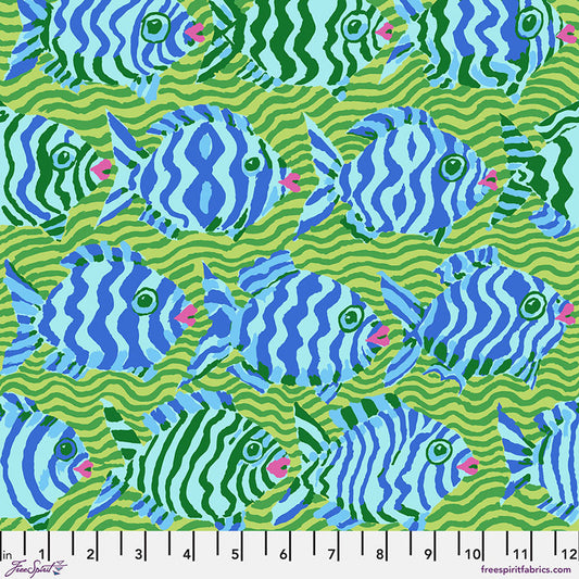 Minnows Lime Brandon Mably August 2025 Kaffe Fassett Collective Free Spirit Cotton Fabric FS-PWBM100.LIME