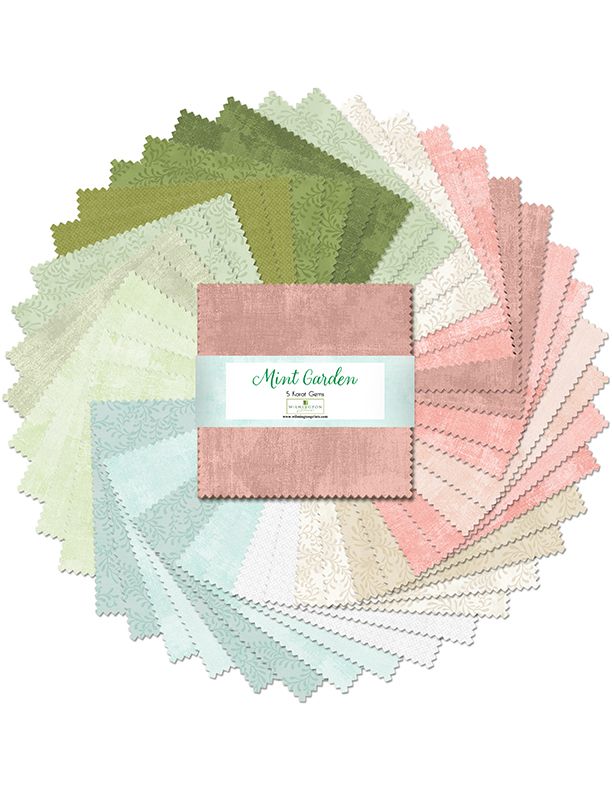 Mint Garden 5" Squares Karat Gems Revised 2-28-24 Wilmington Prints Cotton Fabric
