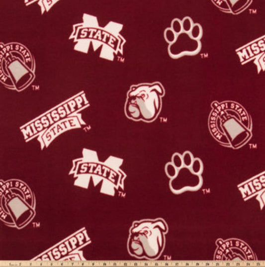 Mississippi State Bulldogs NCAA College Allover Sykel Cotton Fabric MSST-045
