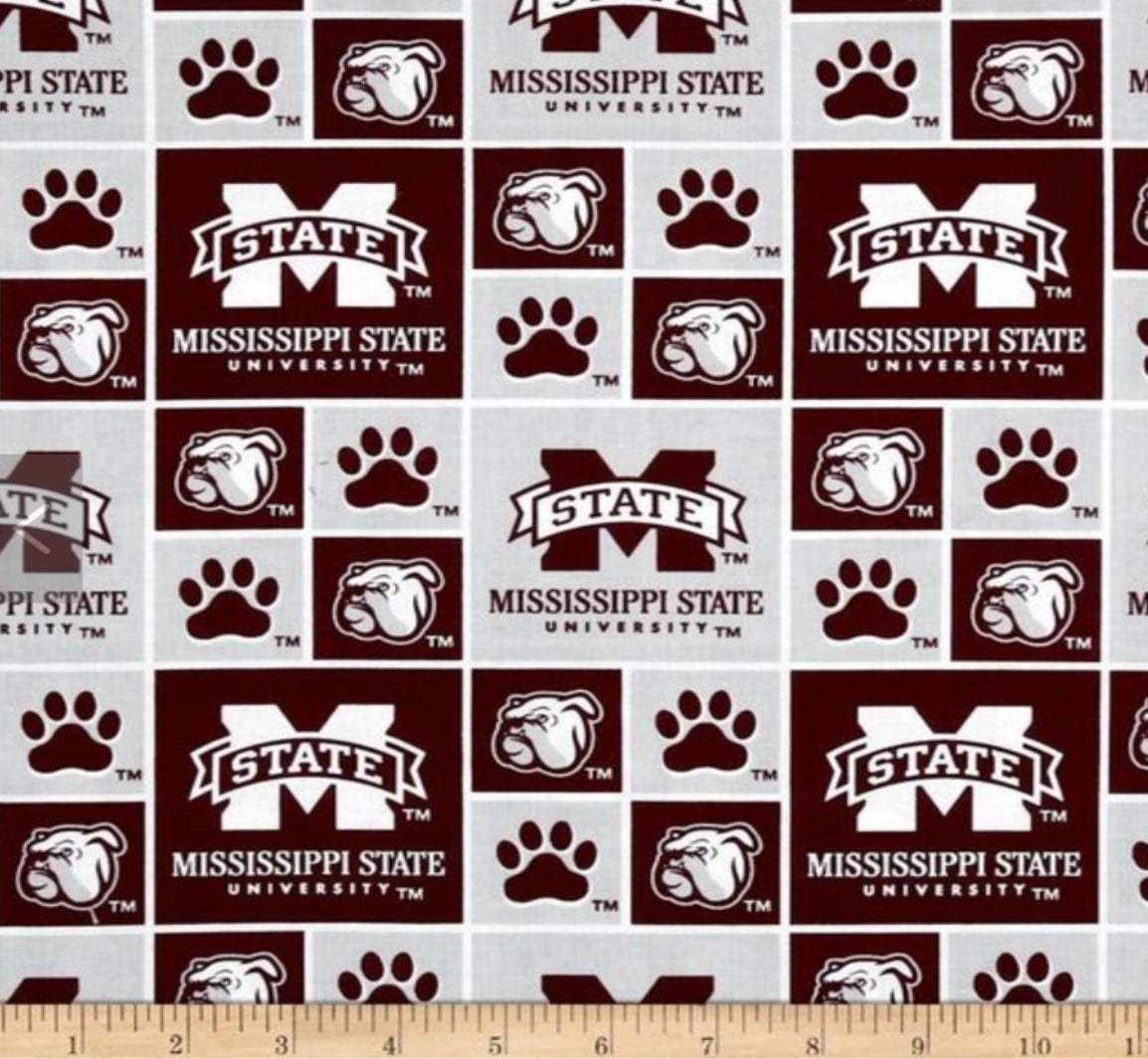 Mississippi State Bulldogs NCAA College Block Sykel Cotton Fabric MSST-020