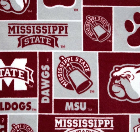 Mississippi State Bulldogs NCAA College Block Sykel 58" FLEECE Fabric MSST-012