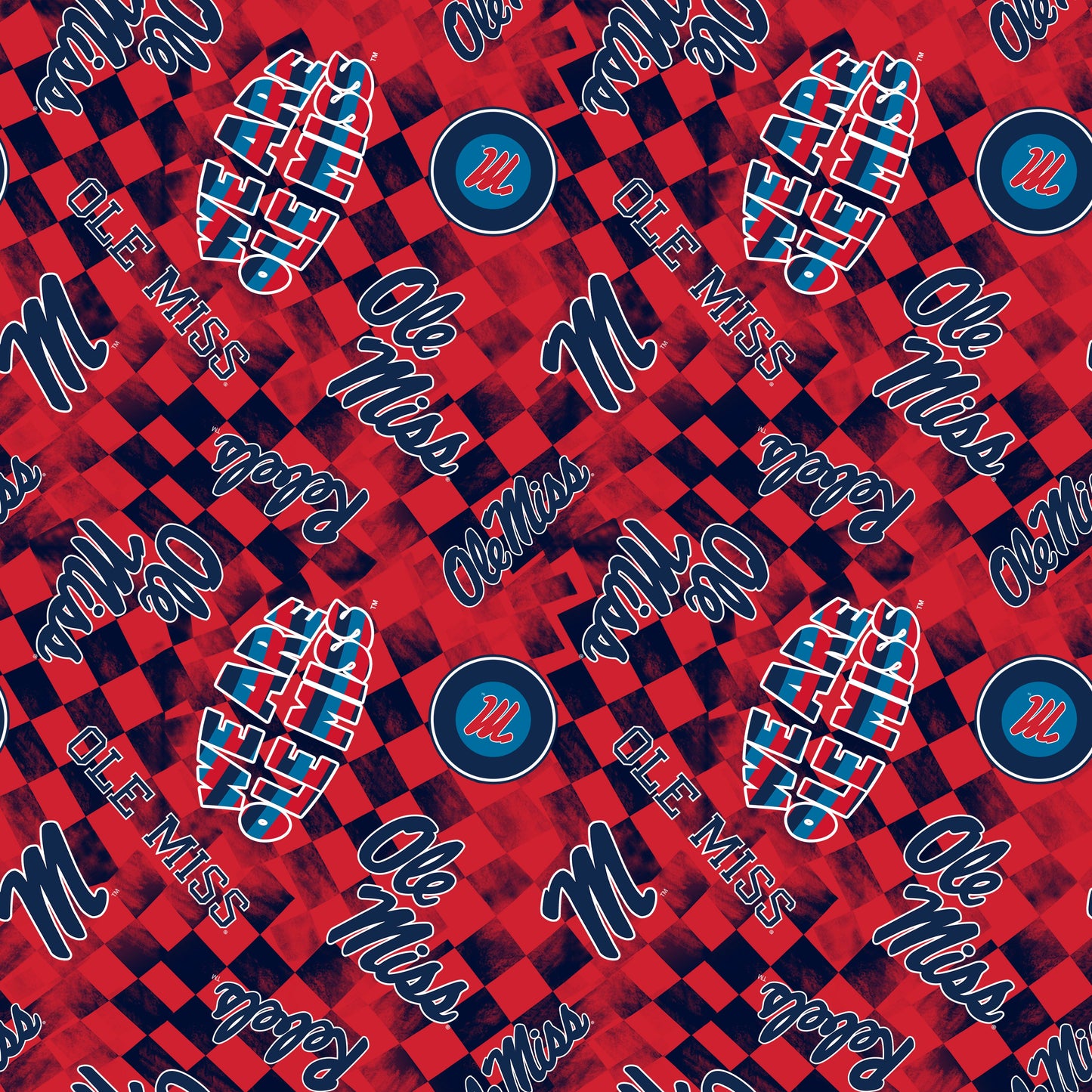 Mississippi Ole Miss Rebels NCAA College Checks Red Sykel Enterprises Canvas Duck Cloth Cotton Fabric MS-1380-RED