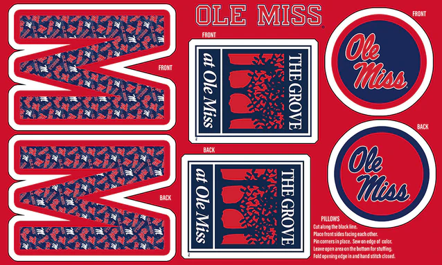 Mississippi Ole Miss Rebels NCAA Collegiate Pillow Project 36"x60" Sykel Enterprises Polyester Minky Fabric MS-1359