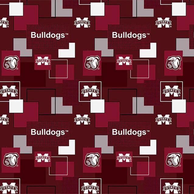 Mississippi State Bulldogs NCAA College Block Allover Sykel Cotton Fabric SYK-MSST-1115