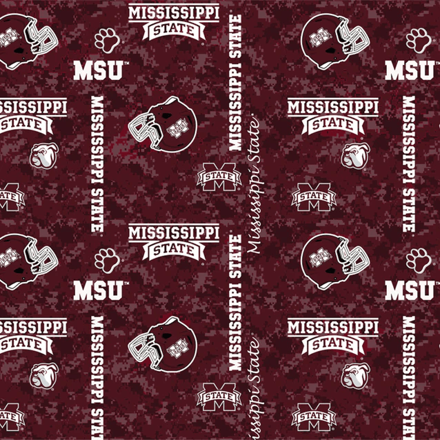 Mississippi State Bulldogs NCAA College Digital Camo Sykel Enterprises Polyester Fleece Fabric MSST-1122 USFabricShop | US Fabric Shop