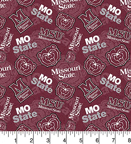 Missouri State Bears NCAA College Tone on Tone Sykel Cotton Fabric MO-1178
