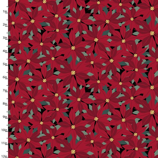 Mistletoe & Metallic Poinsettias Packed Gold Katie Yost 3 Wishes Cotton Fabric