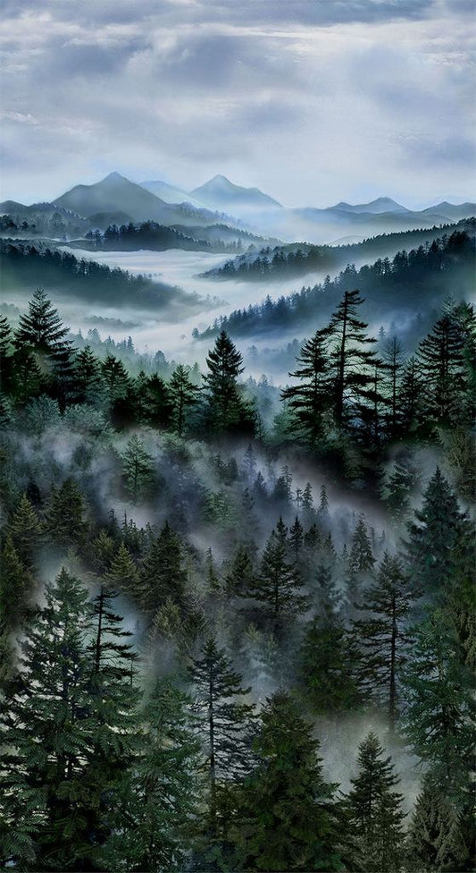 Misty Mountain Pines Panel 24" Multi Timeless Treasures Cotton Fabric TT-PANEL-CD3527-MULTI