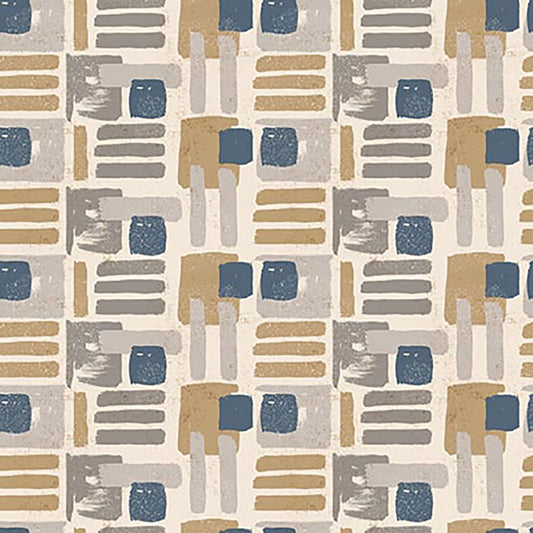 Modern Abstractions Abstract Geo Ivory Beige Bentpath Studios Blank Quilting Cotton Fabric