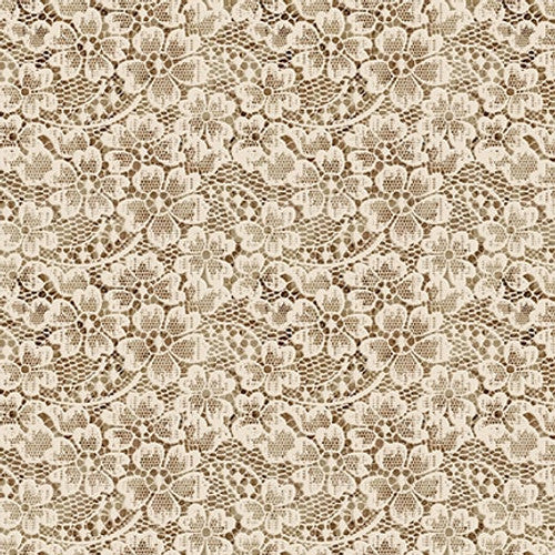 Modern Lace Floral Lace Ivory Beige Satin Moon Designs Blank Quilting Cotton Fabric