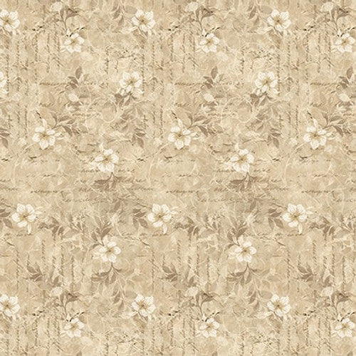 Modern Lace Small Floral Ivory Beige Satin Moon Designs Blank Quilting Cotton Fabric