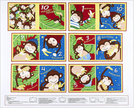 Monkey Business Book Panel 36" Multi Henry Glass Cotton Fabric HG-9319P-87