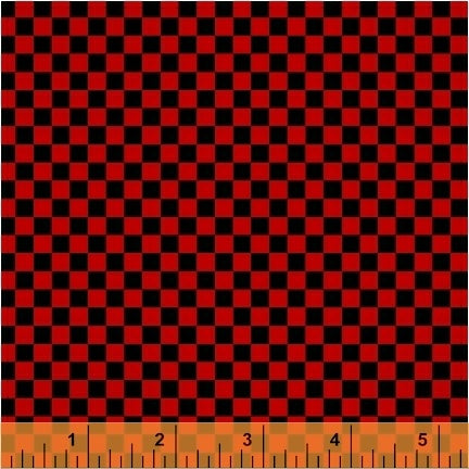 Monster Trucks Checkered Flag Red and Black Whistler Studios Windham Fabrics Cotton Fabric