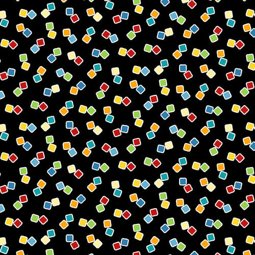 Monster'o City Small Colored Blocks Glow Black Shelly Comiskey Henry Glass Cotton Fabric HG-1238-99
