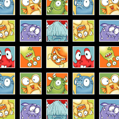 Monster'o City Monster Boxes Glow Multi Shelly Comiskey Henry Glass Cotton Fabric HG-1234-98