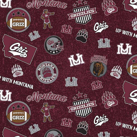 Montana Grizzlies NCAA College Home State Sykel Cotton Fabric MON-1208